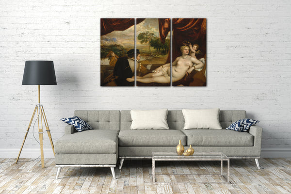 Leinwandbild Tizian - Venus und der Lautenspieler