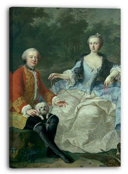 Leinwandbild Martin van Meytens der Jüngere - Graf Giacomo Durazzo (1717-1794) in der Gestalt eines Jägersmann mit seiner Frau (Ernestine Aloisia Ungnad von Weissenwolff, 1732-1794)