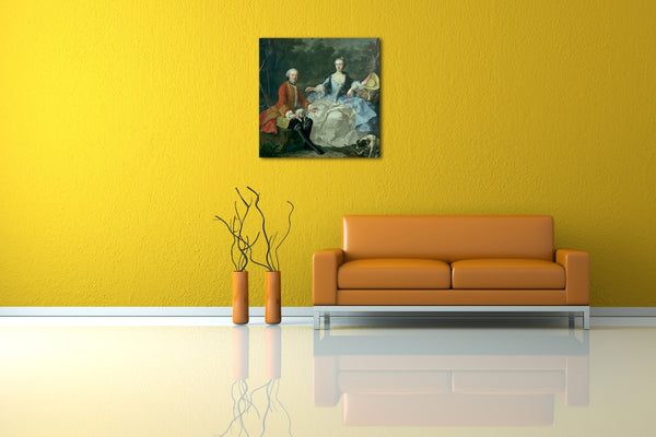 Leinwandbild Martin van Meytens der Jüngere - Graf Giacomo Durazzo (1717-1794) in der Gestalt eines Jägersmann mit seiner Frau (Ernestine Aloisia Ungnad von Weissenwolff, 1732-1794)