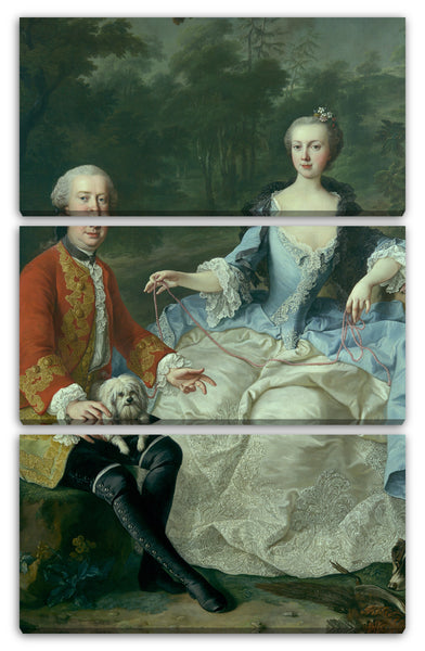 Leinwandbild Martin van Meytens der Jüngere - Graf Giacomo Durazzo (1717-1794) in der Gestalt eines Jägersmann mit seiner Frau (Ernestine Aloisia Ungnad von Weissenwolff, 1732-1794)