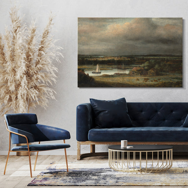 Leinwandbild Philips Koninck - Weite Flusslandschaft