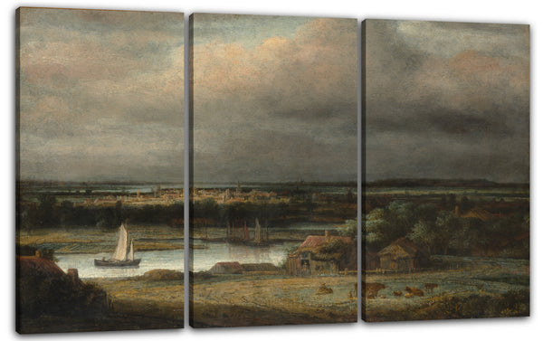 Leinwandbild Philips Koninck - Weite Flusslandschaft