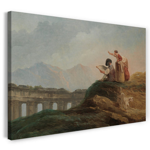 Leinwandbild Hubert Robert - Eine Kolonnade in Ruinen