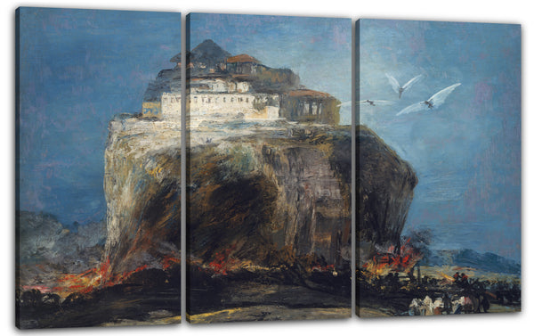 Leinwandbild Stil von Goya - Eine Stadt auf einem Felsen