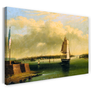 Leinwandbild Edmund C. Coates zugeschrieben - Bucht und Hafen von New York von Bedlow's Island