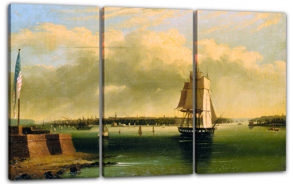 Leinwandbild Edmund C. Coates zugeschrieben - Bucht und Hafen von New York von Bedlow's Island