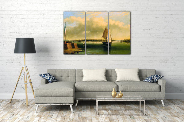 Leinwandbild Edmund C. Coates zugeschrieben - Bucht und Hafen von New York von Bedlow's Island