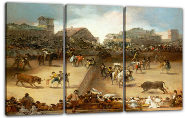 Leinwandbild Goya zugeschrieben - Stierkampf in einem geteilten Ring