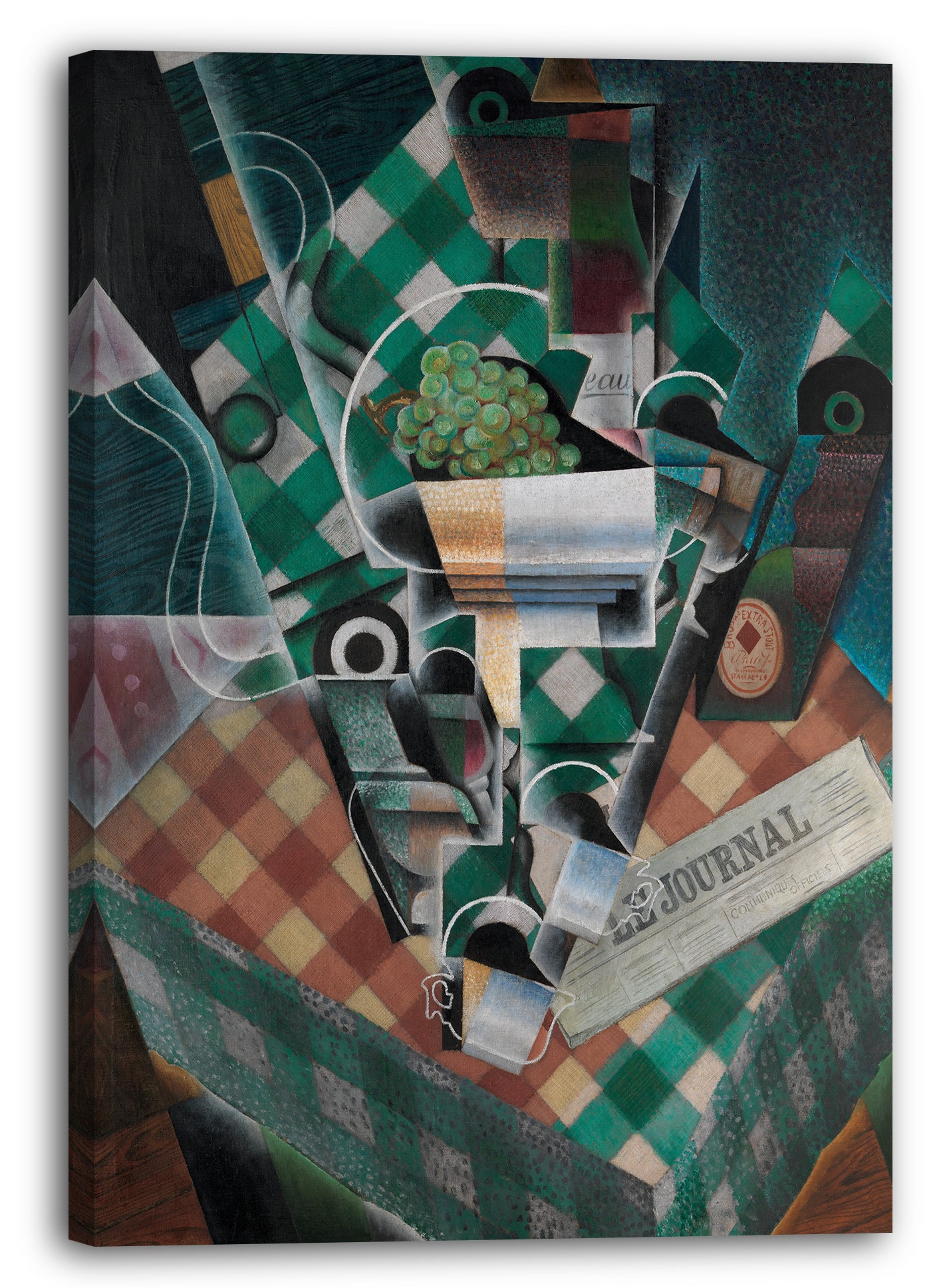 Leinwandbild Juan Gris - Stillleben mit karierter Tischdecke