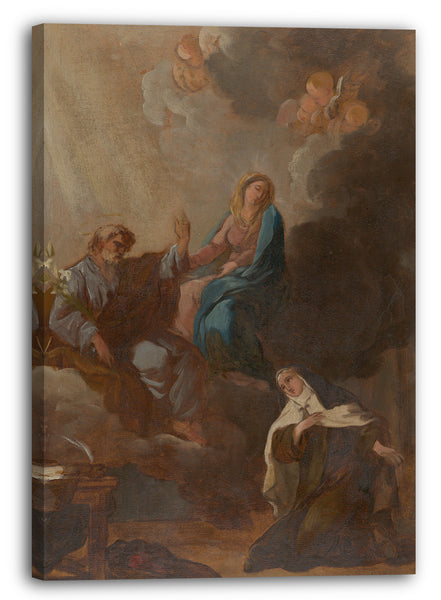 Leinwandbild François Guillaume Ménageot - Die Jungfrau, die die heilige Teresa von Avila unter den Schutz des heiligen Josef setzt