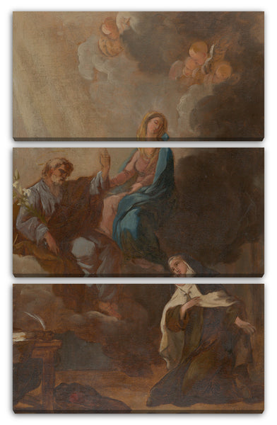 Leinwandbild François Guillaume Ménageot - Die Jungfrau, die die heilige Teresa von Avila unter den Schutz des heiligen Josef setzt