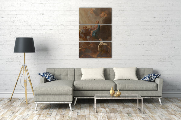 Leinwandbild François Guillaume Ménageot - Die Jungfrau, die die heilige Teresa von Avila unter den Schutz des heiligen Josef setzt