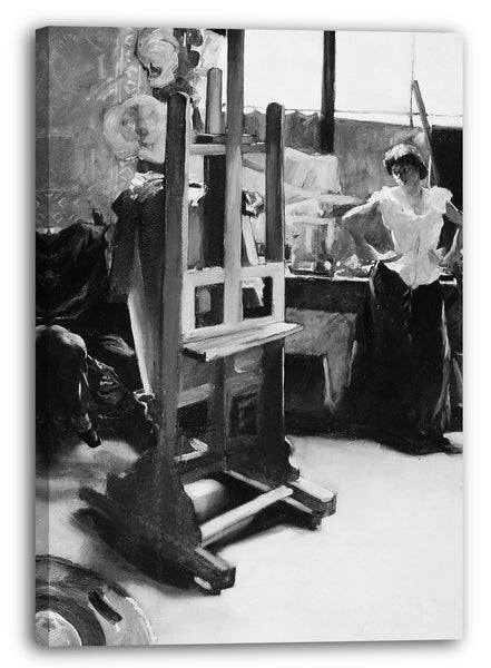 Leinwandbild Hugo von Habermann - Im Atelier
