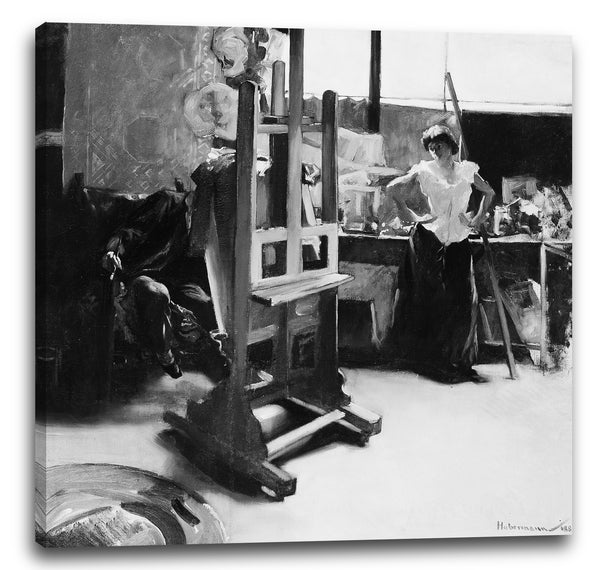 Leinwandbild Hugo von Habermann - Im Atelier