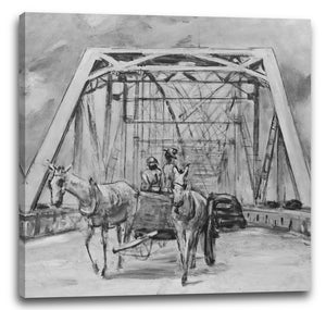 Leinwandbild Anne Goldthwaite - Weiße Maultiere auf einer Brücke