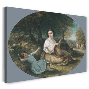 Leinwandbild Louis Lang - Der Korbflechterin