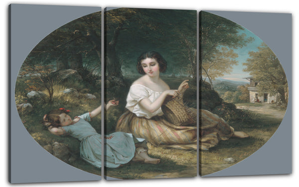 Leinwandbild Louis Lang - Der Korbflechterin