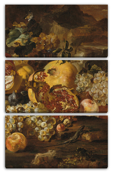 Leinwandbild Abraham Brueghel - Granatäpfel und anderes Obst in einer Landschaft
