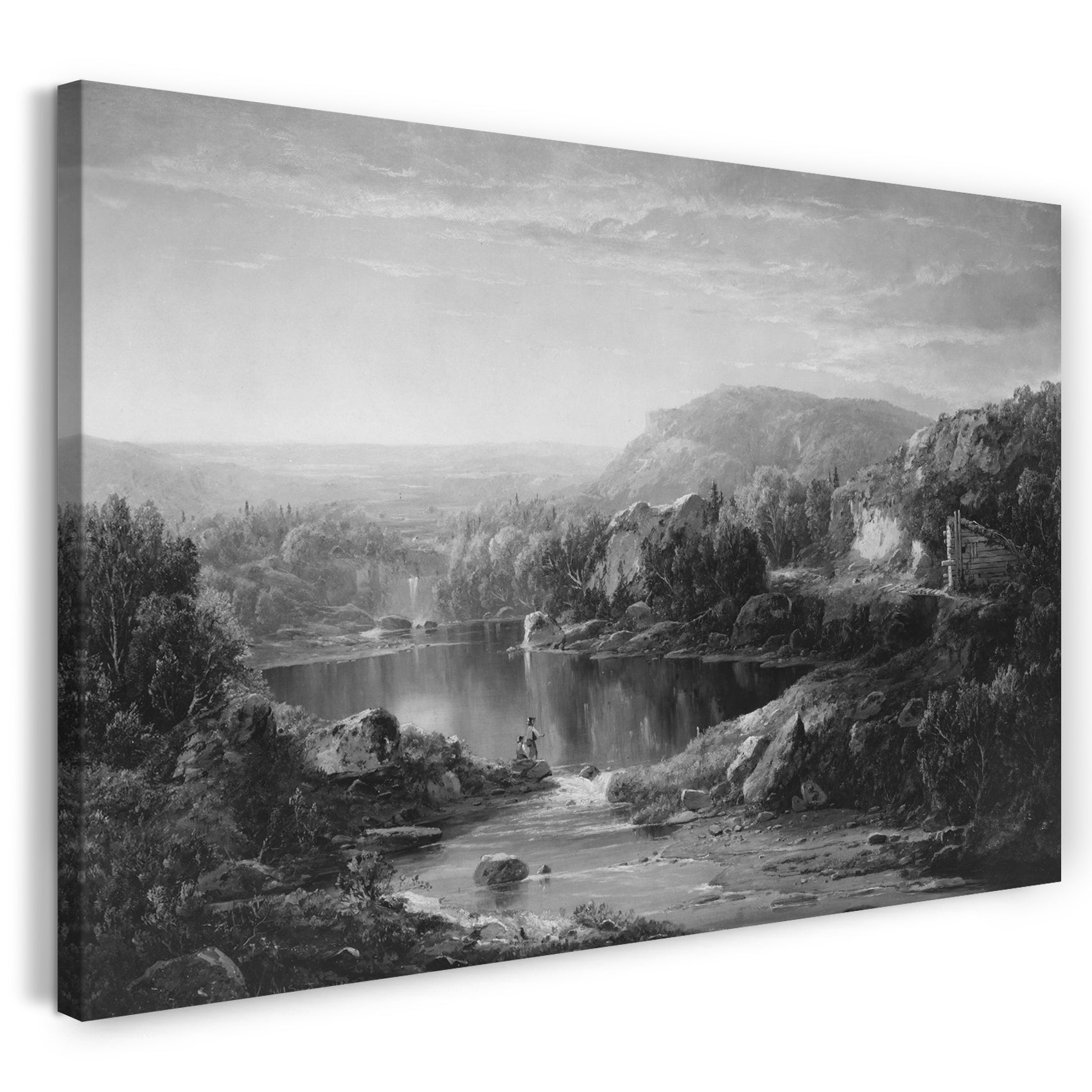 Leinwandbild William Louis Sonntag - Landschaft mit Wasserfall und Figuren