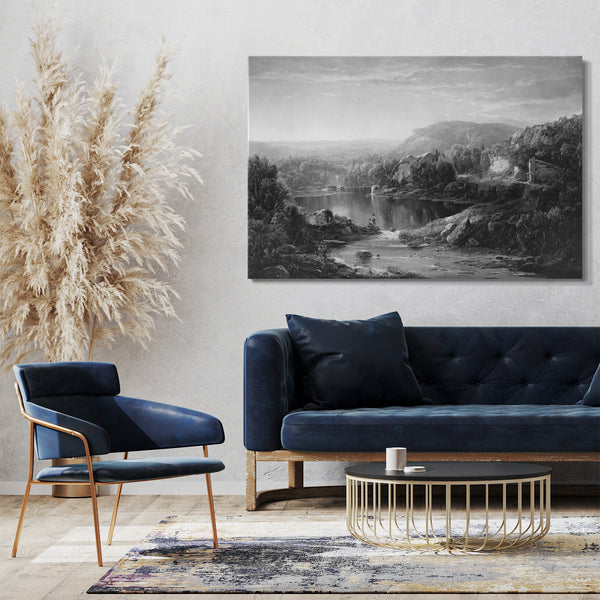 Leinwandbild William Louis Sonntag - Landschaft mit Wasserfall und Figuren
