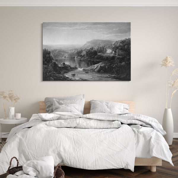 Leinwandbild William Louis Sonntag - Landschaft mit Wasserfall und Figuren