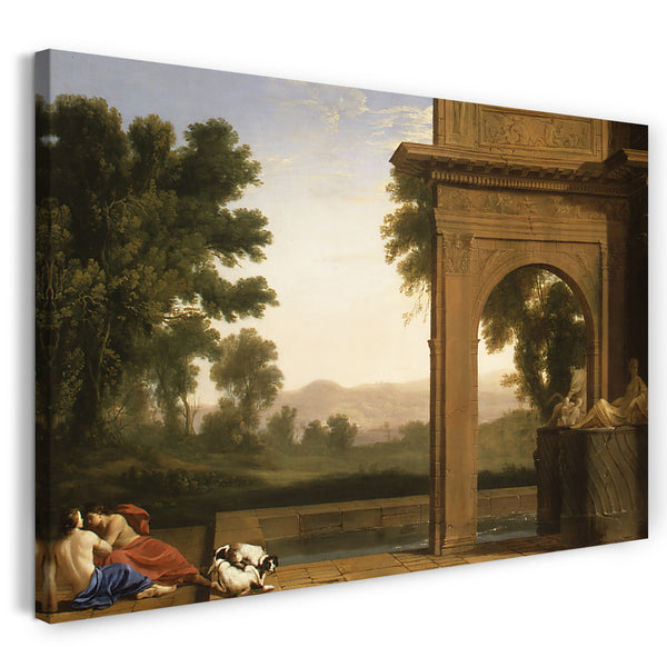 Leinwandbild Henri Mauperché - Klassische Landschaft mit Figuren