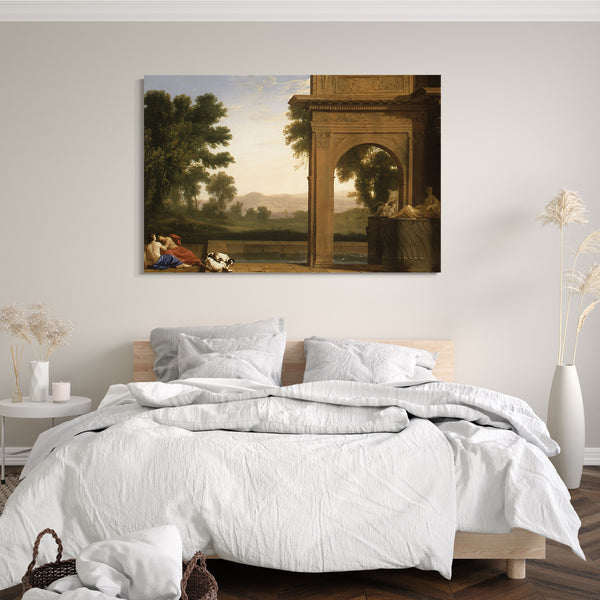 Leinwandbild Henri Mauperché - Klassische Landschaft mit Figuren