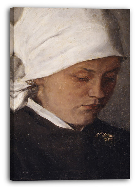 Leinwandbild Wilhelm Leibl - Bauernmädchen mit einem weißen Kopftuch
