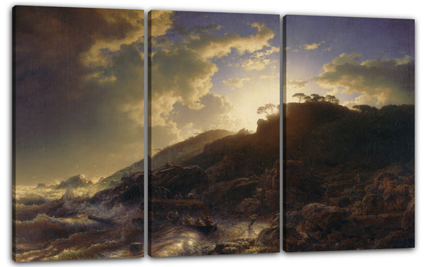 Leinwandbild Andreas Achenbach - Sonnenuntergang nach einem Sturm an der Küste von Sizilien