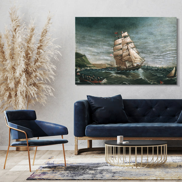 Leinwandbild ca. 1890 - Schiff im Hafen von New York