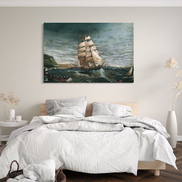 Leinwandbild ca. 1890 - Schiff im Hafen von New York