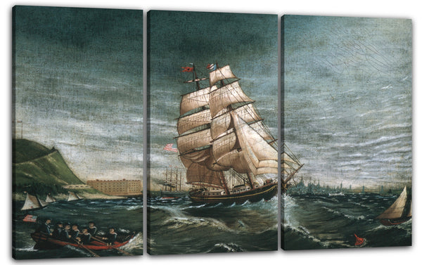 Leinwandbild ca. 1890 - Schiff im Hafen von New York