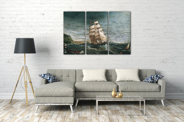 Leinwandbild ca. 1890 - Schiff im Hafen von New York
