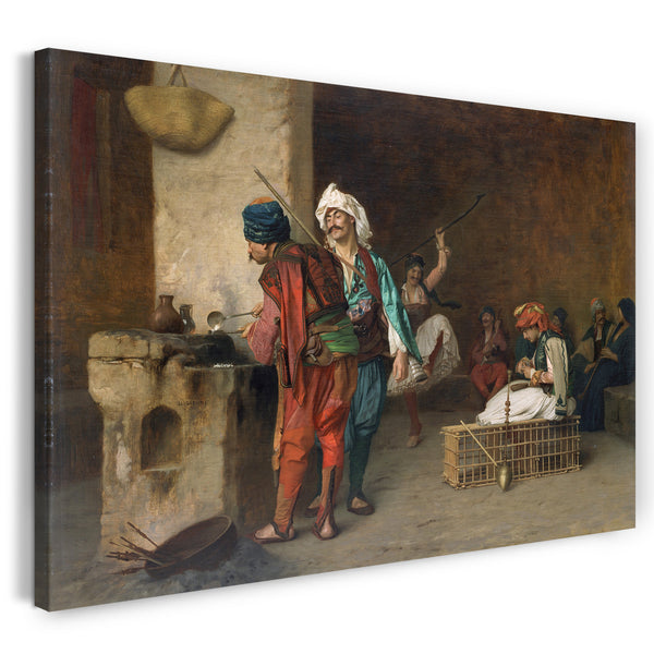 Top-Angebot Kunstdruck Jean-Léon Gérôme - Caféhaus, Kairo (Casting Bullets) Leinwand auf Keilrahmen gespannt