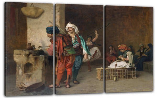 Leinwandbild Jean-Léon Gérôme - Caféhaus, Kairo (Casting Bullets)