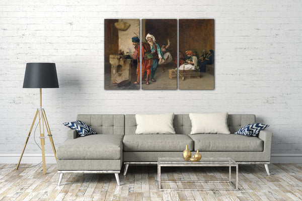 Top-Angebot Kunstdruck Jean-Léon Gérôme - Caféhaus, Kairo (Casting Bullets) Leinwand auf Keilrahmen gespannt