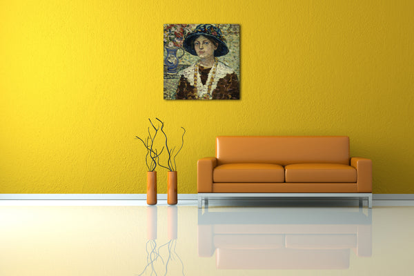 Leinwandbild Maurice Brazil Prendergast - Portrait eines Mädchens mit Blumen