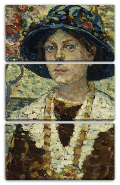 Leinwandbild Maurice Brazil Prendergast - Portrait eines Mädchens mit Blumen