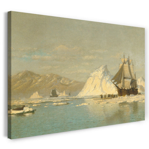 Top-Angebot Kunstdruck William Bradford - Vor Grönland - Walfangschiff auf der Suche nach offenen Gewässern Leinwand auf Keilrahmen gespannt
