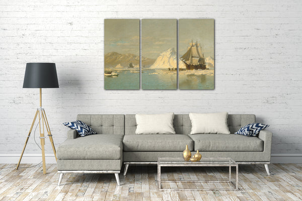Top-Angebot Kunstdruck William Bradford - Vor Grönland - Walfangschiff auf der Suche nach offenen Gewässern Leinwand auf Keilrahmen gespannt