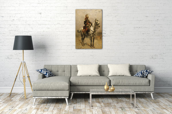 Top-Angebot Kunstdruck Alphonse-Marie-Adolphe de Neuville - Ein Kavallerist Leinwand auf Keilrahmen gespannt