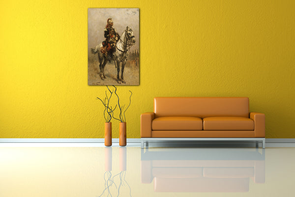 Top-Angebot Kunstdruck Alphonse-Marie-Adolphe de Neuville - Ein Kavallerist Leinwand auf Keilrahmen gespannt