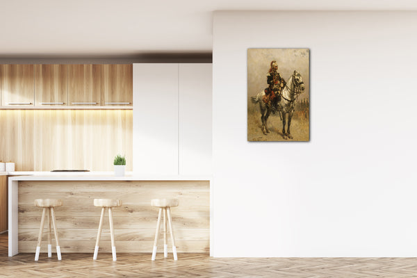 Top-Angebot Kunstdruck Alphonse-Marie-Adolphe de Neuville - Ein Kavallerist Leinwand auf Keilrahmen gespannt