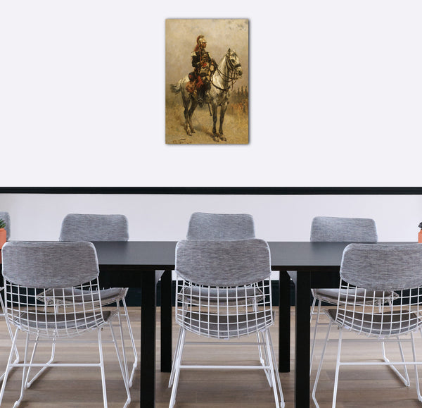 Top-Angebot Kunstdruck Alphonse-Marie-Adolphe de Neuville - Ein Kavallerist Leinwand auf Keilrahmen gespannt