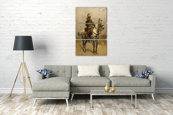 Top-Angebot Kunstdruck Alphonse-Marie-Adolphe de Neuville - Ein Kavallerist Leinwand auf Keilrahmen gespannt