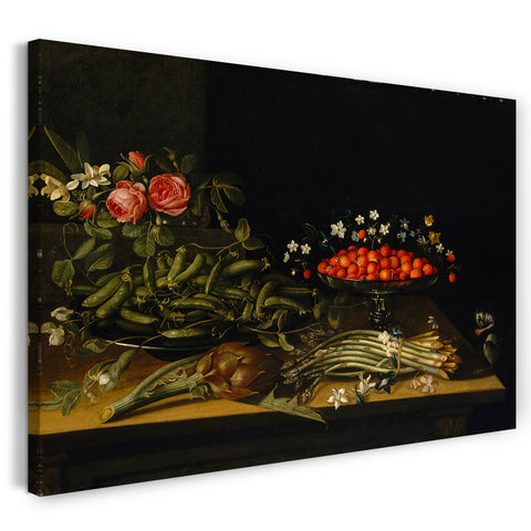 Top-Angebot Kunstdruck Französischer Maler - Stillleben mit Erdbeeren Leinwand auf Keilrahmen gespannt