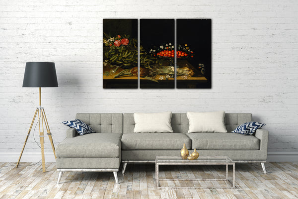 Top-Angebot Kunstdruck Französischer Maler - Stillleben mit Erdbeeren Leinwand auf Keilrahmen gespannt