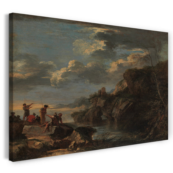 Top-Angebot Kunstdruck Salvator Rosa - Banditen auf einer felsigen Küste Leinwand auf Keilrahmen gespannt