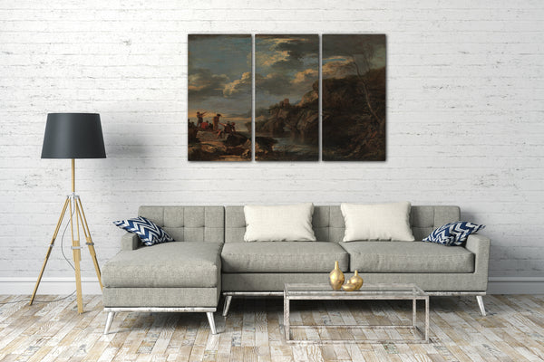 Top-Angebot Kunstdruck Salvator Rosa - Banditen auf einer felsigen Küste Leinwand auf Keilrahmen gespannt