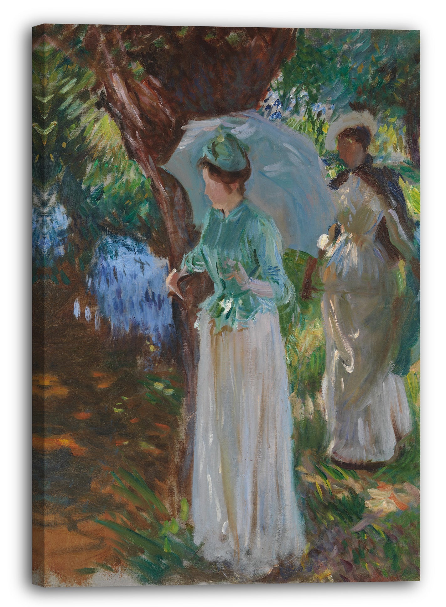 Top-Angebot Kunstdruck John Singer Sargent - Zwei Mädchen mit Sonnenschirmen Leinwand auf Keilrahmen gespannt